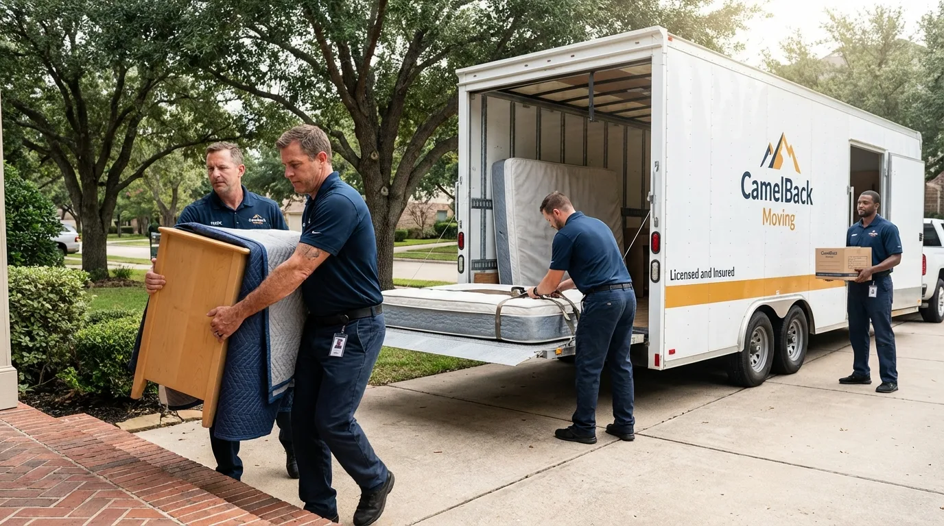 Crew loading residential truck for cross-state move from Bellefontaine, OH